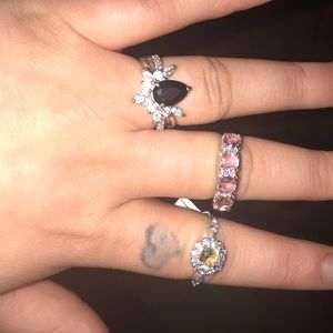 Triple rhodium plated rings